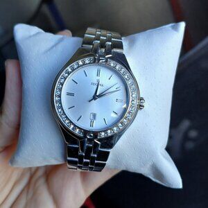 ⌚️Elegant Festina Women's Crystal Bezel Stainless Steel Watch ~ NEVER WORN